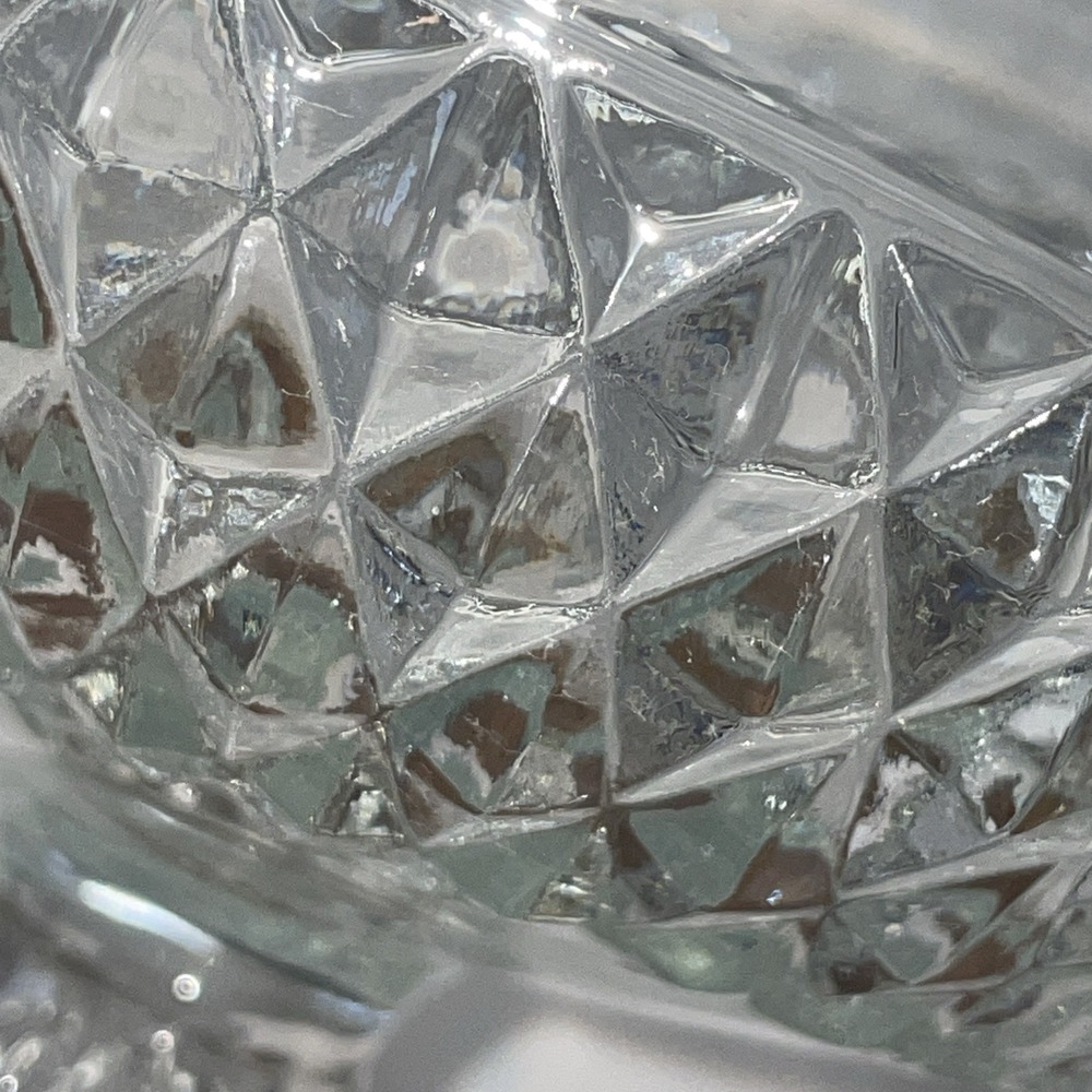 Vintage Indiana Glass Pedestal Compote Candy Dish Diamond Point Pattern 1960s
